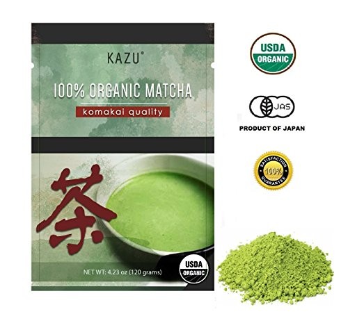 100% ORGANIC Product of Japan Green Tea Matcha, “Komakai” or”Drinking Quality” (BETTER THAN Culinary Quality, NO BITTERNESS, FLOWERY AROMA, EXTRA-FINE POWDER)