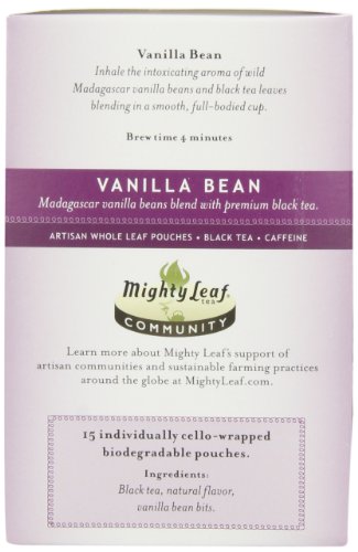 Mighty Leaf Tea Vanilla Bean, 15-Count Whole Leaf Pouches (Pack of 3)