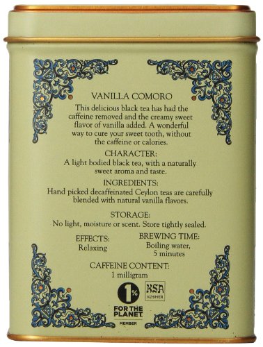 Harney and Sons Vanilla Comoro, Decaf Flavored Black 20 Sachets per Tin