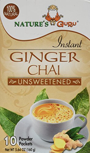 Nature’s Guru Instant Ginger Chai Unsweetened, 10-count (Pack of 1)