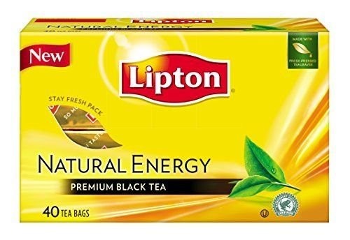 Lipton Natural Energy Premium Black Tea 40 Count New