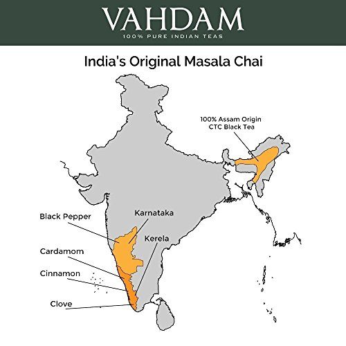 India’s Original Masala Chai Tea Leaves – Ancient Indian House Recipe – 2016 Harvest Assam CTC Black Tea blended with Cardamom, Cinnamon, Black Peppercorns & Cloves – from India, 3.53oz