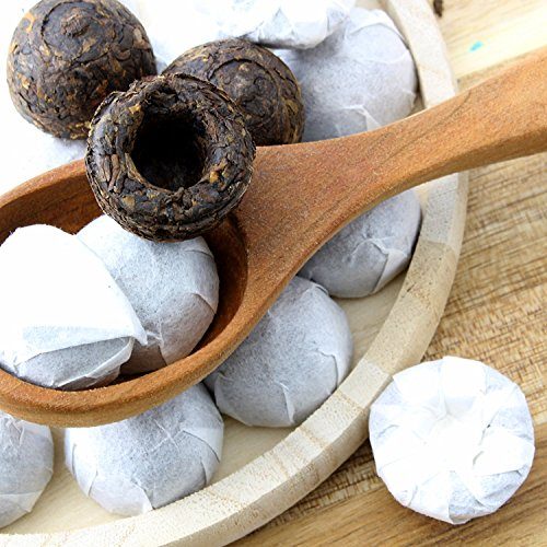 Pu-erh Tea Ball Cakes (20-pack), 20 Pu erh Tuo Cha Bird’s Nest Shape Cakes, Fermented Loose Leaf Tea, Yunnan China Origin, 60+ Servings in Square Black Metal Tin