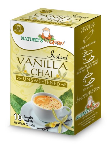 Nature’s Guru Instant Vanilla Chai Unsweetened, 10-count (Pack of 1)